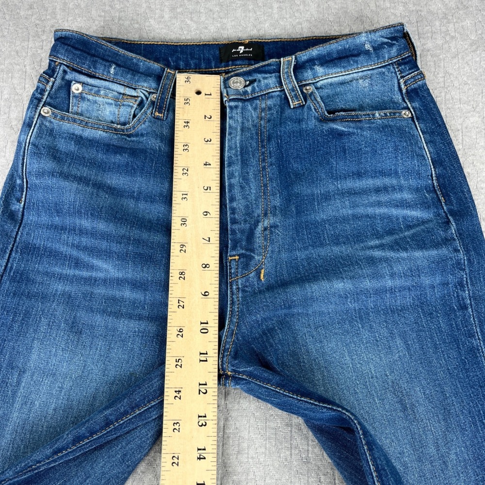 7 For All Mankind Dojo Bootcut Jeans Women 28x33.5 Blue Ultra High Rise Flare - Picture 8 of 16